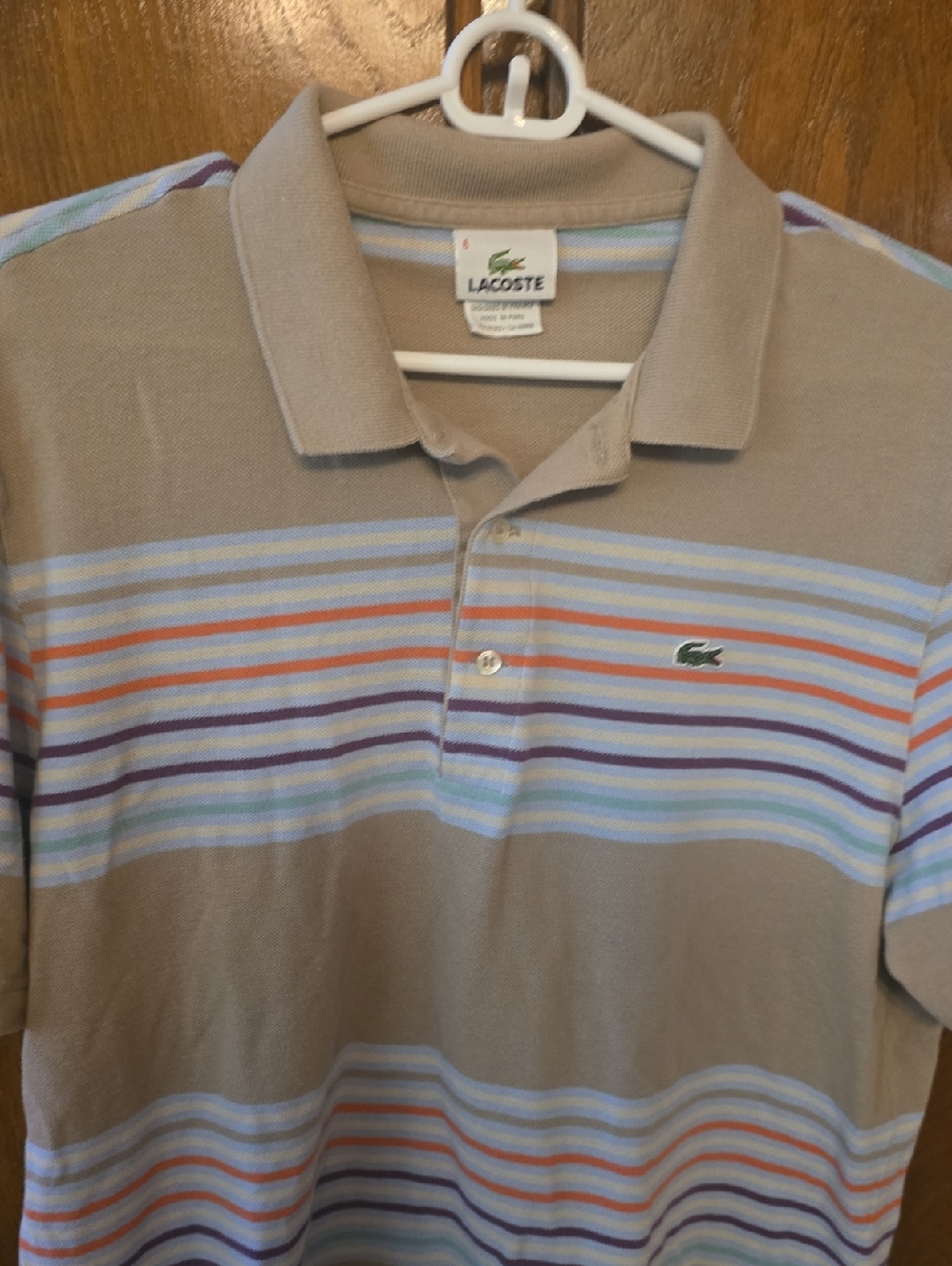 Lacoste Men’s Beige Polo with Multicolor Stripes